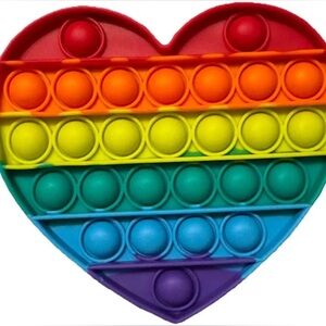 NWT 🆓 Rainbow Heart Silicone pop it Fidget Toy free w/purchase